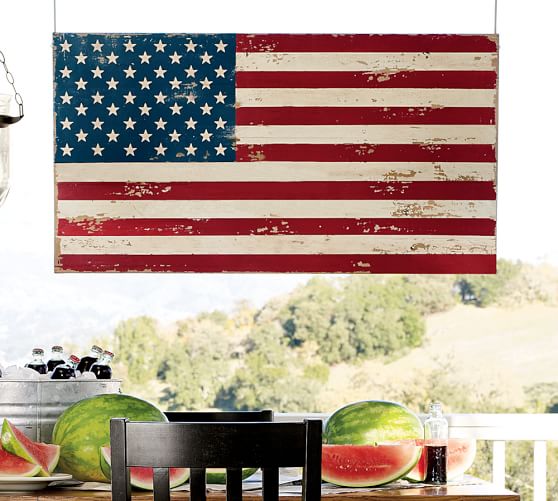 Pottery Barn Painted American Flag 